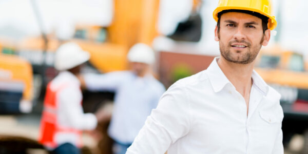 Male,Engineer,Working,At,A,Construction,Site,And,Wearing,Helmet